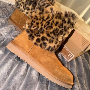 UGG Leopard Print Tan Suede Women's Boots